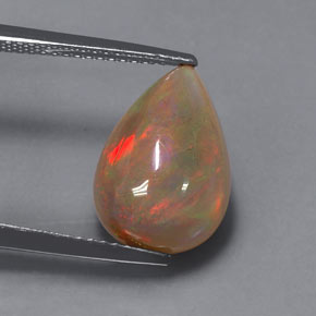 3.85캐럿 천연 멀티컬러 오팔, 투명한, 14.6×10.1 mm, 투명/반투명