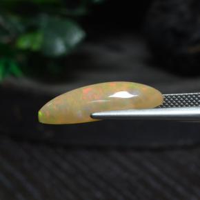 4.19캐럿 천연 멀티컬러 오팔, 투명한, 21.5×7.6 mm, 투명/반투명
