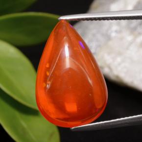 9.93캐럿 천연 미디엄 오렌지 오팔, 배 모양, 22.5×14.7 mm, 투명한