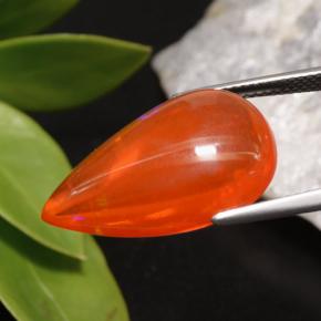 9.93캐럿 천연 미디엄 오렌지 오팔, 배 모양, 22.5×14.7 mm, 투명한
