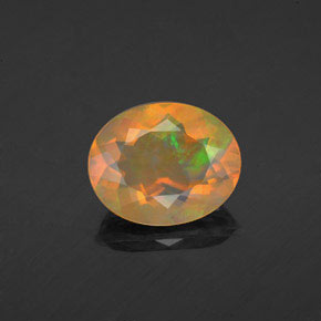 1.56캐럿 천연 멀티컬러 오팔, 타원형 컷, 10.1×8.1 mm, 투명한