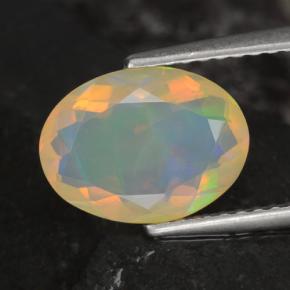 1.53캐럿 천연 멀티컬러 오팔, 타원형 컷, 10.4×7.8 mm, 투명한