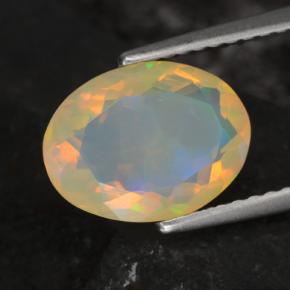 1.53캐럿 천연 멀티컬러 오팔, 타원형 컷, 10.4×7.8 mm, 투명한
