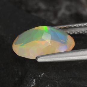 1.53캐럿 천연 멀티컬러 오팔, 타원형 컷, 10.4×7.8 mm, 투명한