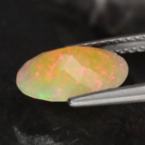 1.51캐럿 천연 멀티컬러 오팔, 타원형 컷, 10.9×7.6 mm, 투명한