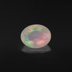 0.98캐럿 천연 멀티컬러 오팔, 타원형 컷, 9×7.1 mm, 투명한