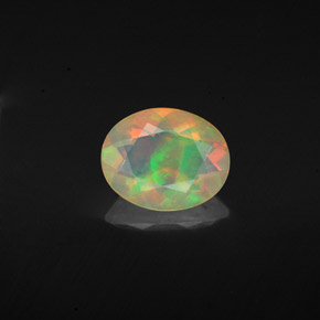 0.92캐럿 천연 멀티컬러 오팔, 타원형 컷, 8.7×7 mm, 투명한