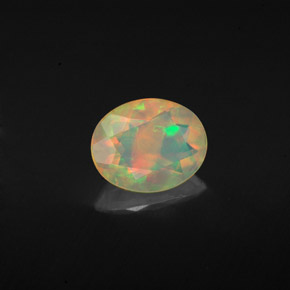 0.92캐럿 천연 멀티컬러 오팔, 타원형 컷, 8.7×7 mm, 투명한