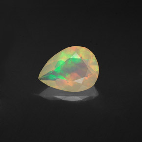 0.92캐럿 천연 멀티컬러 오팔, 배 모양, 9.3×6.9 mm, 투명한