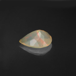 0.92캐럿 천연 멀티컬러 오팔, 배 모양, 9.3×6.9 mm, 투명한