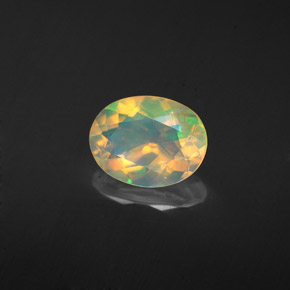 1.13캐럿 천연 멀티컬러 오팔, 타원형 컷, 9×7 mm, 투명한
