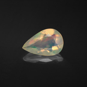 0.87캐럿 천연 멀티컬러 오팔, 배 모양, 10×6.5 mm, 투명한