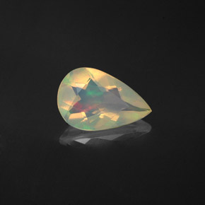0.87캐럿 천연 멀티컬러 오팔, 배 모양, 10×6.5 mm, 투명한