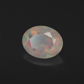 1.16캐럿 천연 멀티컬러 오팔, 타원형 컷, 9.1×7.1 mm, 투명한