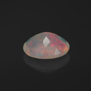 1.16캐럿 천연 멀티컬러 오팔, 타원형 컷, 9.1×7.1 mm, 투명한