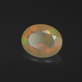 1.47캐럿 천연 멀티컬러 오팔, 타원형 컷, 10.2×8.2 mm, 투명한