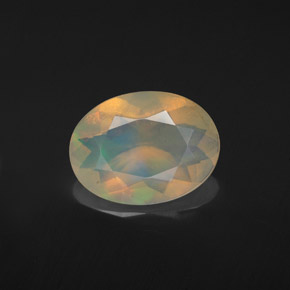 1.53캐럿 천연 멀티컬러 오팔, 타원형 컷, 10.9×8.2 mm, 투명한