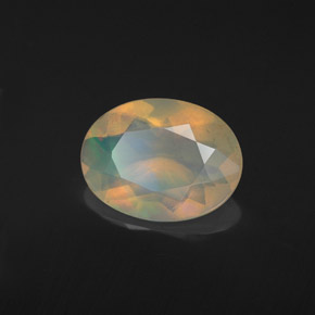 1.53캐럿 천연 멀티컬러 오팔, 타원형 컷, 10.9×8.2 mm, 투명한