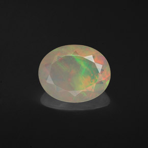 1.40캐럿 천연 멀티컬러 오팔, 타원형 컷, 10.1×8.1 mm, 투명한