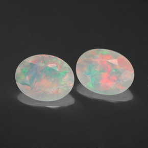 캐럿 천연 멀티컬러 오팔 보석, 투명한, 8.9×6.7 mm, 투명/반투명