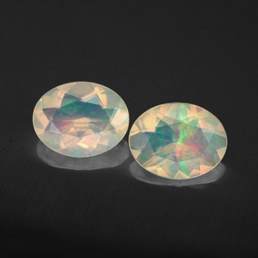 캐럿 천연 멀티컬러 오팔 보석, 타원형 컷, 8.8×6.9 mm, 투명한