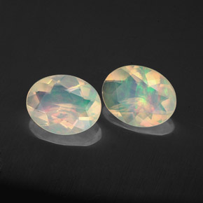 캐럿 천연 멀티컬러 오팔 보석, 타원형 컷, 8.8×6.9 mm, 투명한