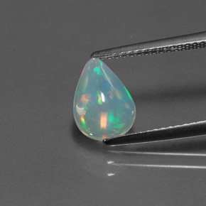 1.07캐럿 천연 멀티컬러 오팔, 배 모양, 9.7×7.1 mm, 투명한