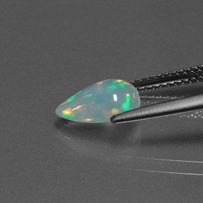 1.07캐럿 천연 멀티컬러 오팔, 배 모양, 9.7×7.1 mm, 투명한