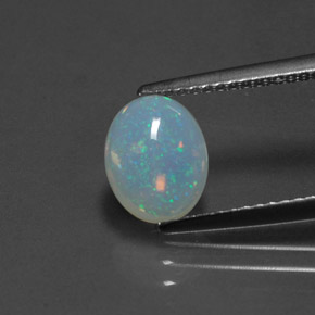 1.14캐럿 천연 멀티컬러 오팔, 타원형 컷, 8.6×6.8 mm, 투명한