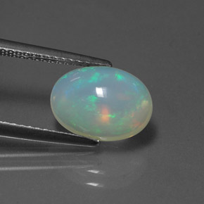 2.16캐럿 천연 멀티컬러 오팔, 투명한, 11.2×8.4 mm, 투명/반투명