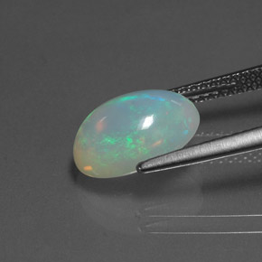 2.16캐럿 천연 멀티컬러 오팔, 투명한, 11.2×8.4 mm, 투명/반투명