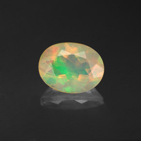 1.22캐럿 천연 멀티컬러 오팔, 투명한, 9.2×7.1 mm, 투명/반투명