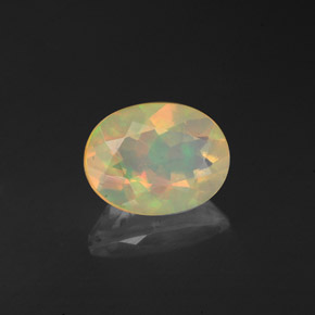 1.22캐럿 천연 멀티컬러 오팔, 투명한, 9.2×7.1 mm, 투명/반투명