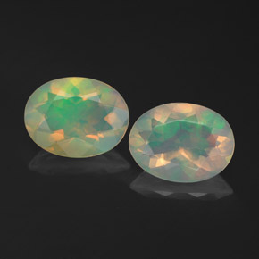 캐럿 천연 멀티컬러 오팔 보석, 투명한, 9×7 mm, 투명/반투명