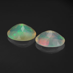 캐럿 천연 멀티컬러 오팔 보석, 투명한, 9×7 mm, 투명/반투명