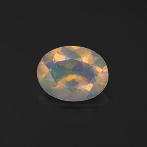 0.97캐럿 천연 멀티컬러 오팔, 투명한, 9×7 mm, 투명/반투명