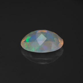 0.97캐럿 천연 멀티컬러 오팔, 투명한, 9×7 mm, 투명/반투명