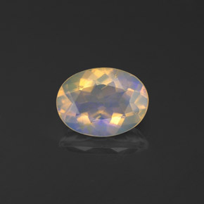 0.84캐럿 천연 멀티컬러 오팔, 투명한, 8.1×6.1 mm, 투명/반투명
