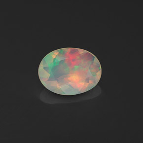 0.63캐럿 천연 멀티컬러 오팔, 투명한, 8.3×6.2 mm, 투명/반투명