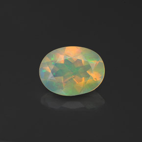 0.93캐럿 천연 멀티컬러 오팔, 투명한, 8.3×6.2 mm, 투명/반투명