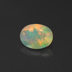 0.93캐럿 천연 멀티컬러 오팔, 투명한, 8.3×6.2 mm, 투명/반투명