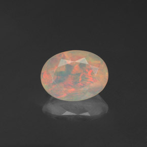 0.89캐럿 천연 멀티컬러 오팔, 투명한, 8.2×6.1 mm, 투명/반투명