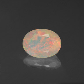 0.89캐럿 천연 멀티컬러 오팔, 투명한, 8.2×6.1 mm, 투명/반투명
