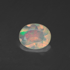 0.80캐럿 천연 멀티컬러 오팔, 투명한, 8.7×7.1 mm, 투명/반투명