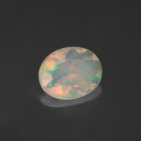 0.80캐럿 천연 멀티컬러 오팔, 투명한, 8.7×7.1 mm, 투명/반투명