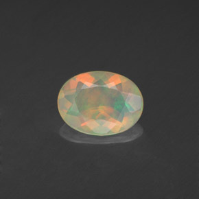 0.71캐럿 천연 멀티컬러 오팔, 투명한, 8.2×6.2 mm, 투명/반투명