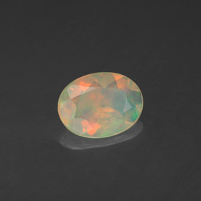 0.71캐럿 천연 멀티컬러 오팔, 투명한, 8.2×6.2 mm, 투명/반투명