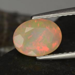 0.97캐럿 천연 멀티컬러 오팔, 타원형 컷, 8.2×6.2 mm, 투명한
