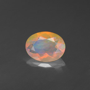 0.70캐럿 천연 멀티컬러 오팔, 투명한, 8.1×6.1 mm, 투명/반투명