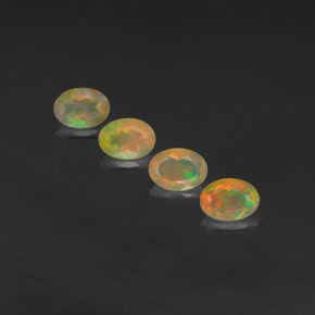 캐럿 천연 멀티컬러 오팔 보석, 투명한, 7.1×5.1 mm, 투명/반투명